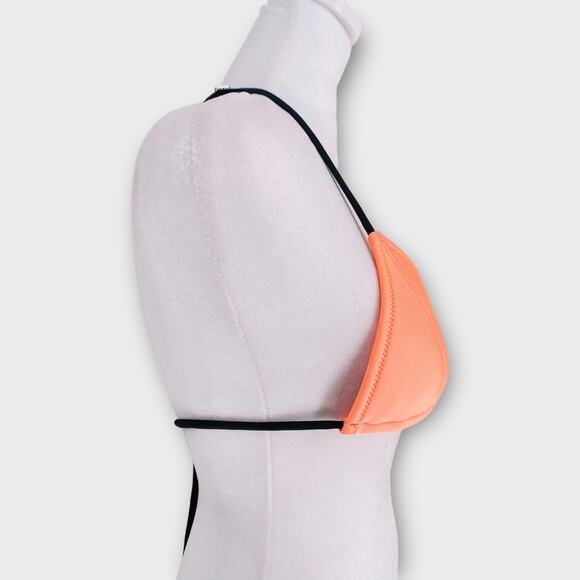 Triangl Neoprene Scuba Neon Orange Triangle String Tie Bikini Top Small - Picture 3 of 9